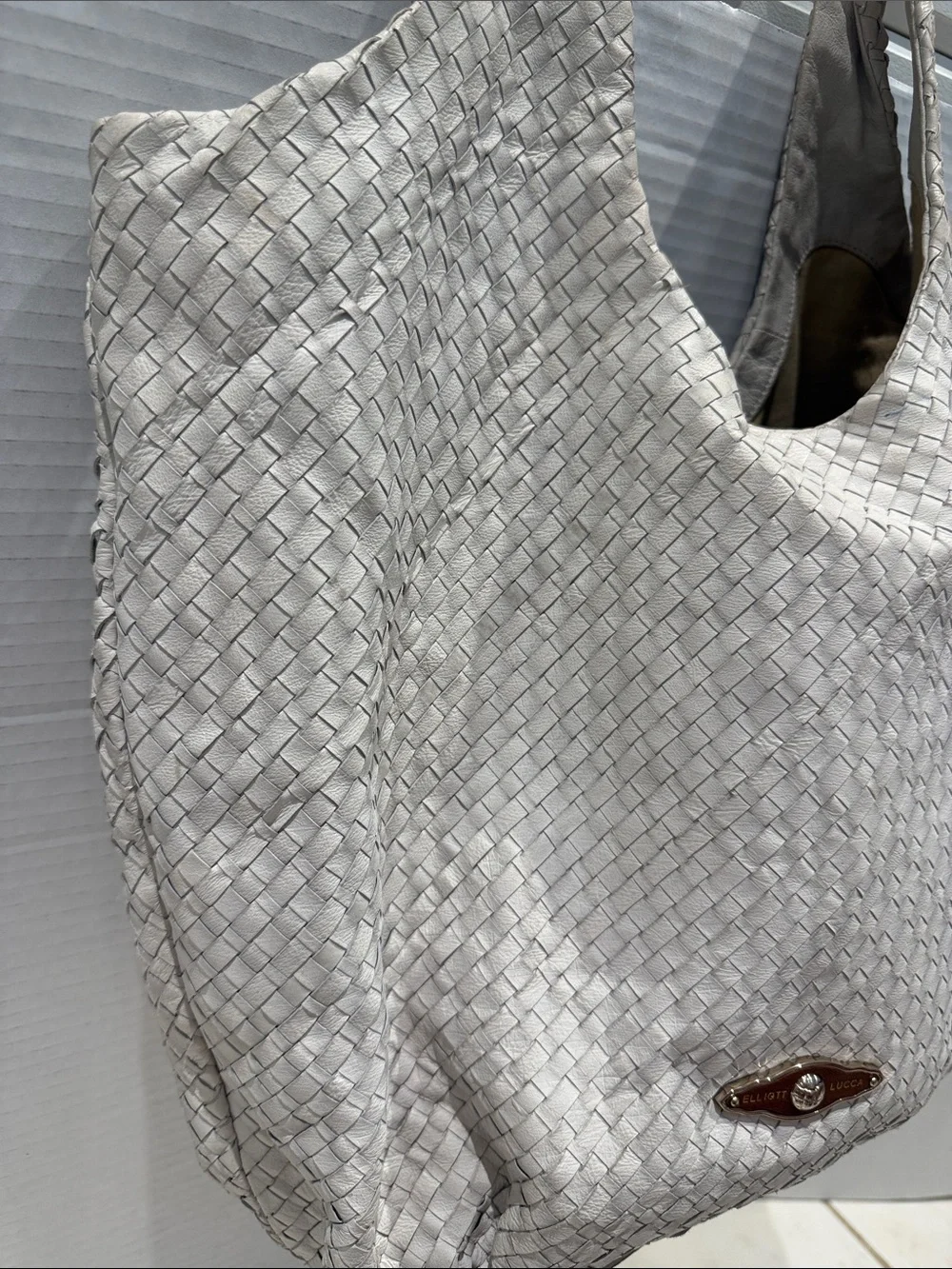 Elliott Lucca Woven Leather Hobo Bag Double Shoulder Handbag